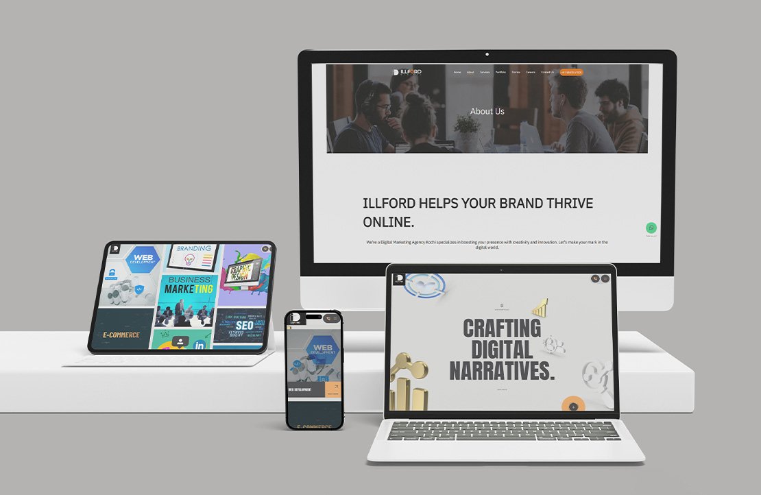 Digital agency website displayed on multiple devices.